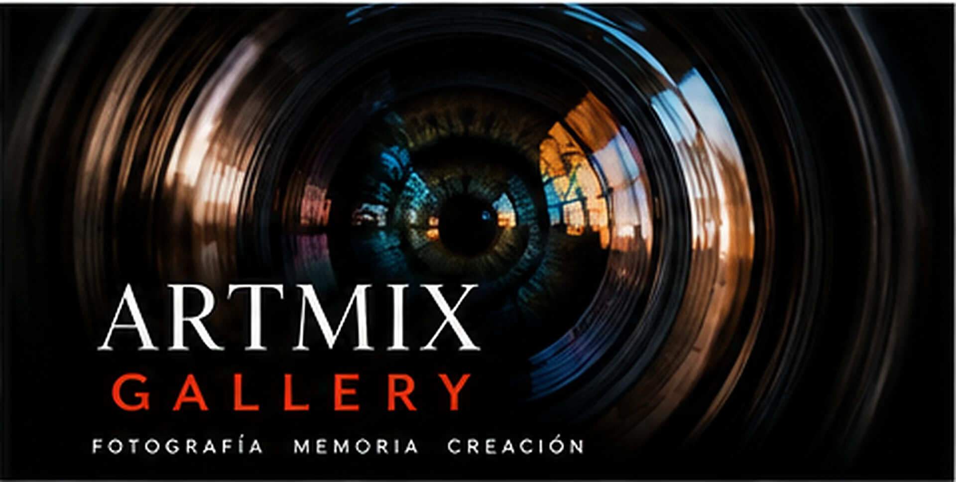 Portada ARTMIX GALLERY, objetivo fotográfico y el lema Fotografía, Memoria y Creación.